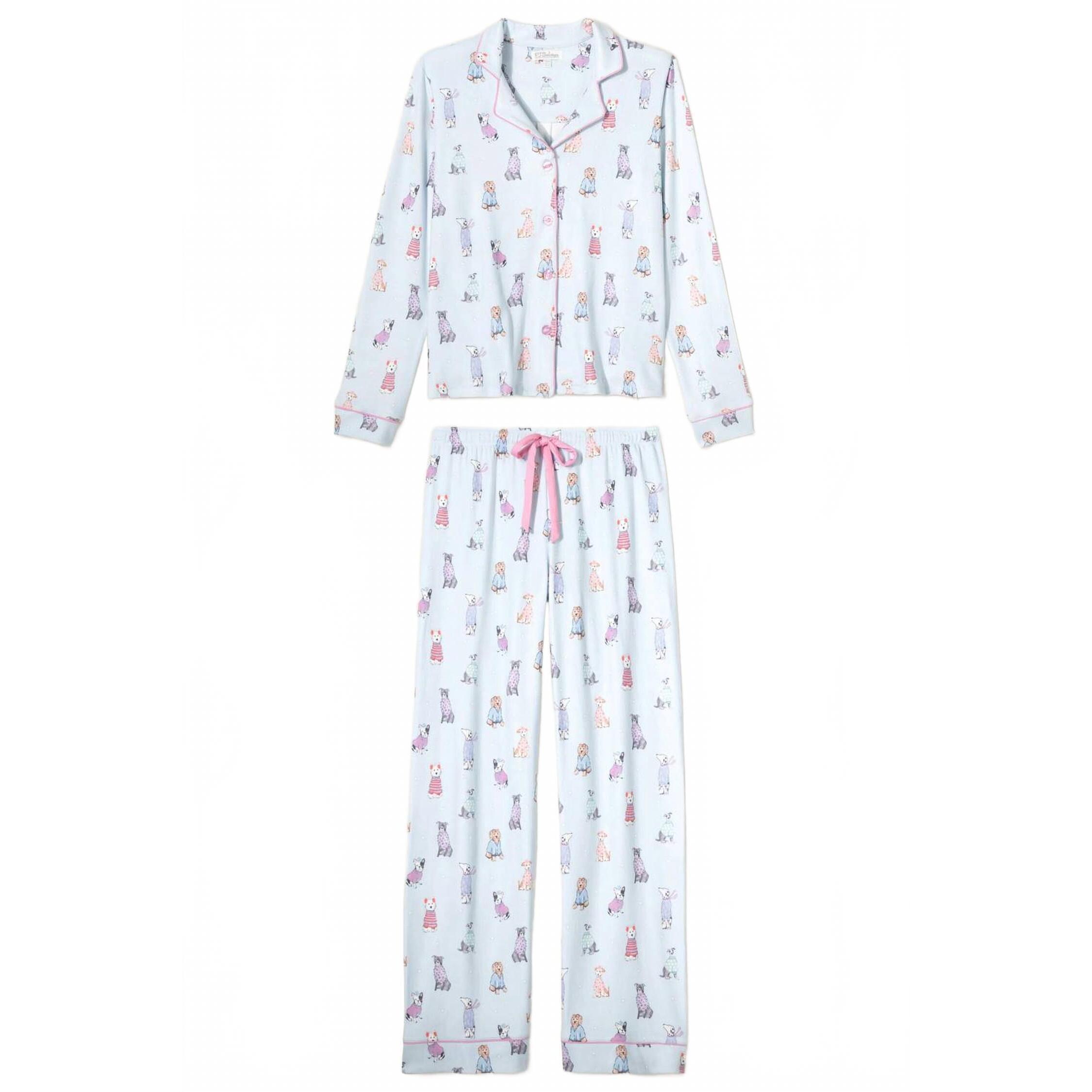 New Pj Salvage Women's Dog Gone Cold Brushed Pointelle Set In Blue Haze